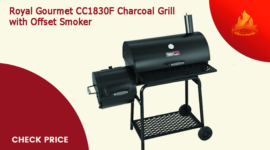 Royal Gourmet CC1830F Charcoal Grill with Offset Smoker, Black